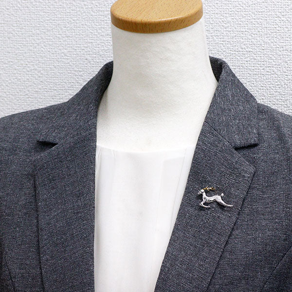 K18YG/WG グリーンガーネット ダイヤモンド ブローチ 0.01ct D0.30ct トナカイ