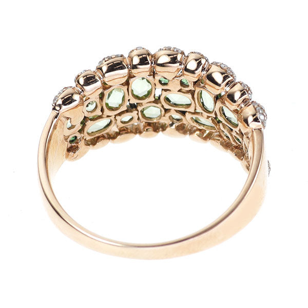 ブラックコーティング/ K18PG ローズカットペリドット グリーンガーネット ダイヤモンド リング 1.650ct D0.421ct