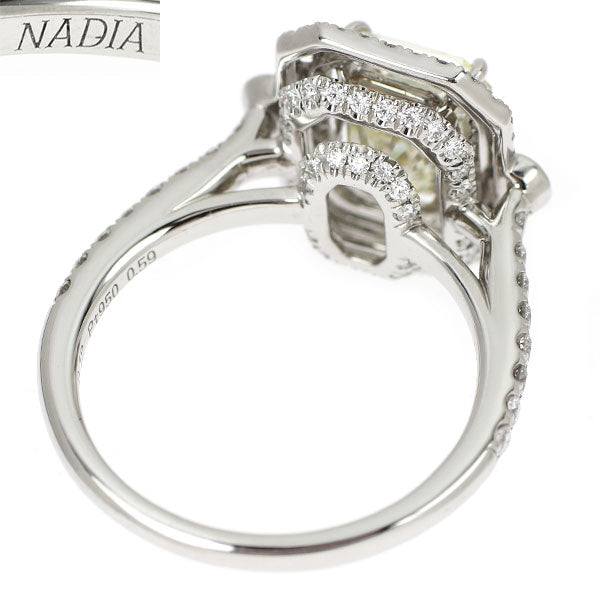 NADIA Pt950 LDH 天然イエローダイヤモンド リング 3.047ct VLY SI2 PD0.12ct D0.59ct 日ソ付
