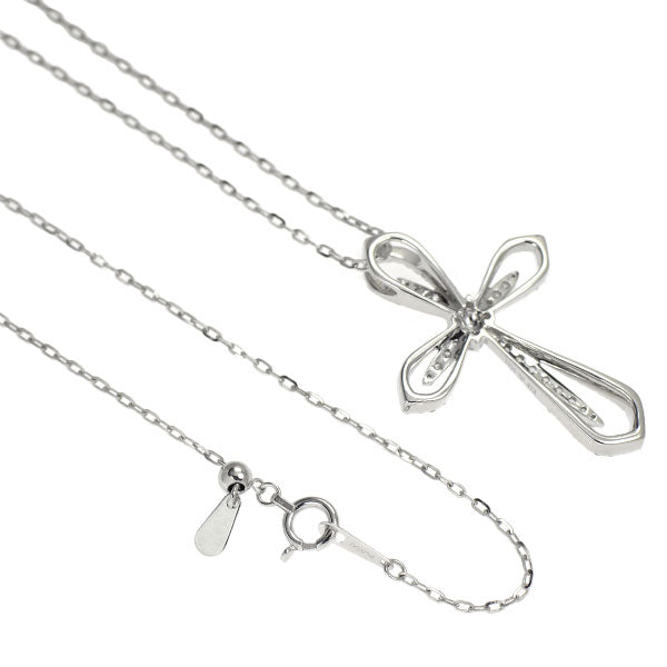 K18WG/ Pt850 ダイヤモンド ペンダントネックレス 0.40ct  クロス