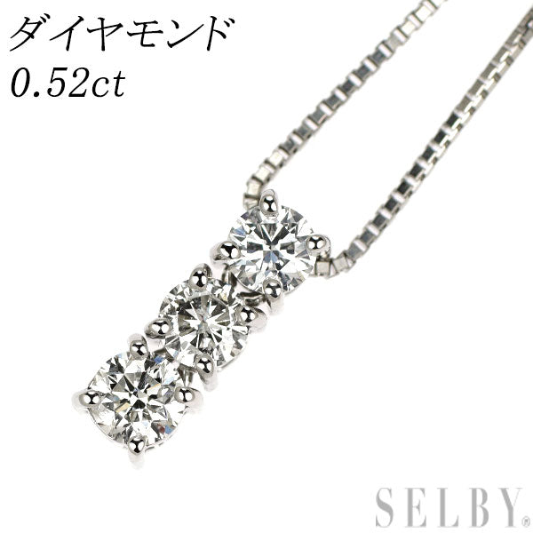 Pt900/ Pt850 ダイヤモンド ペンダントネックレス 0.52ct  スリーストーン