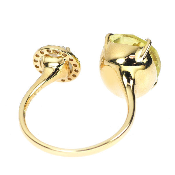 K18YG イエロー/ホワイト クオーツ ダイヤモンド リング 3.71ct 0.70ct D0.11ct ムービングストーン入り