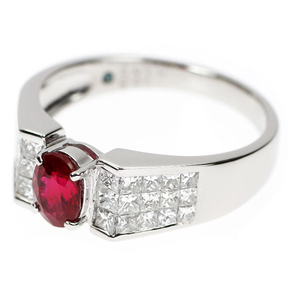 Pt900 ビルマ産ピジョンブラッド ルビー ダイヤモンド リング 1.03ct D1.00ct ミステリーセッティング
