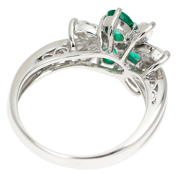 Pt900 エメラルド ダイヤモンド リング 0.63ct D0.55ct
