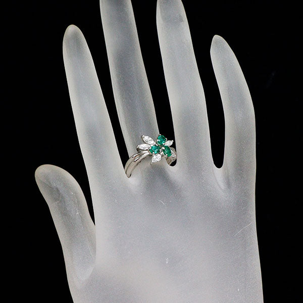 Pt900 エメラルド ダイヤモンド リング 0.63ct D0.55ct