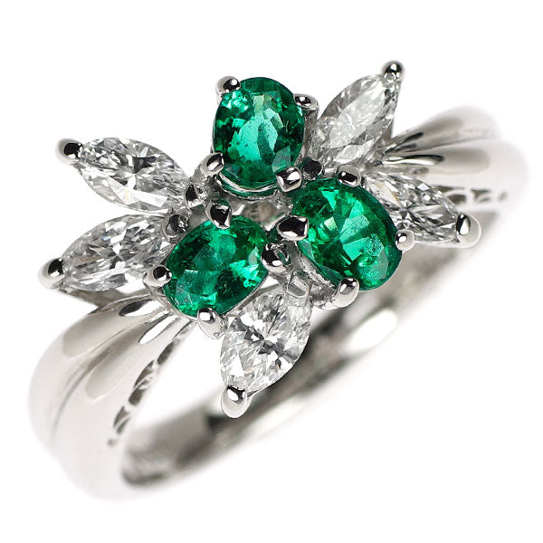 Pt900 エメラルド ダイヤモンド リング 0.63ct D0.55ct
