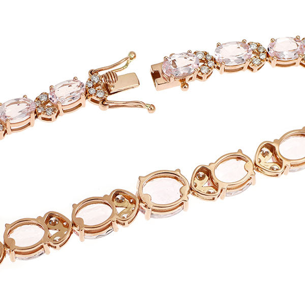 K18PG モルガナイト ダイヤモンド ネックレス 30.00ct D3.50ct