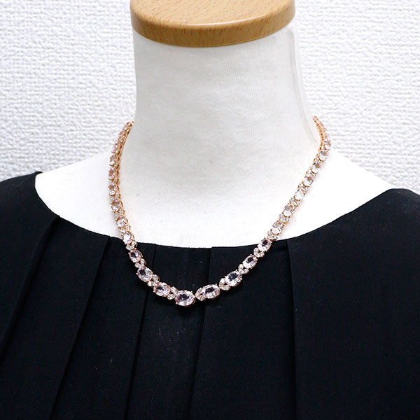 K18PG モルガナイト ダイヤモンド ネックレス 30.00ct D3.50ct