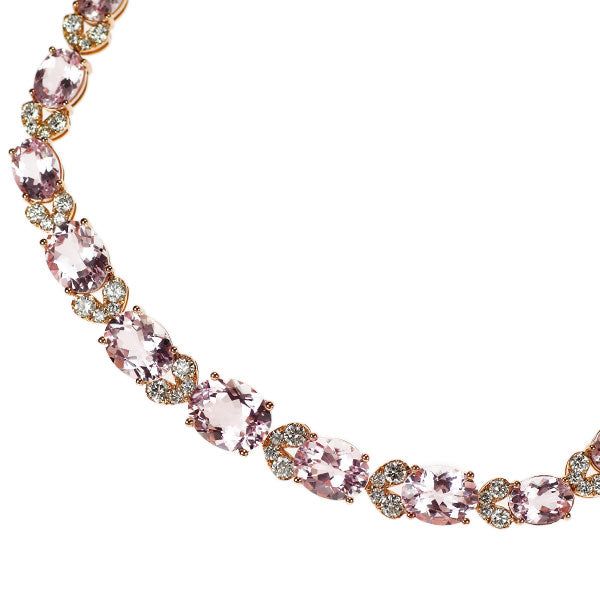 K18PG モルガナイト ダイヤモンド ネックレス 30.00ct D3.50ct