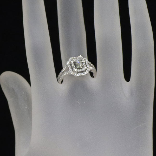 K18WG エメラルドカット ダイヤモンド リング 0.40ct D0.63ct
