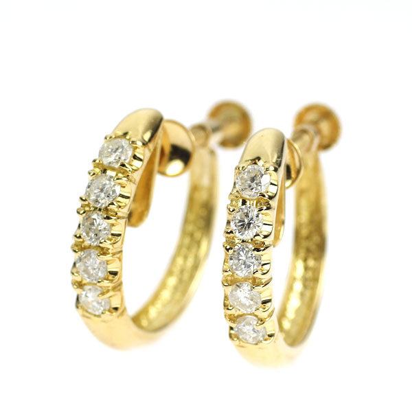 K18YG ダイヤモンド イヤリング 0.50ct  フープ