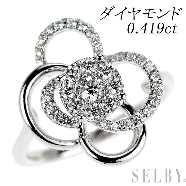 18WG ダイヤモンド リング 0.419ct フラワー