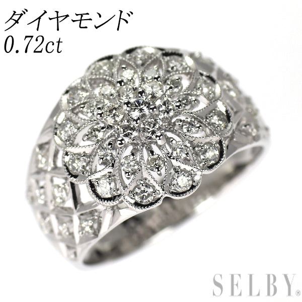 K18WG ダイヤモンド リング 0.72ct アンティークレース