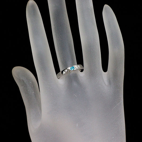 Pt900 パライバトルマリン ダイヤモンド リング 0.09ct D0.04ct