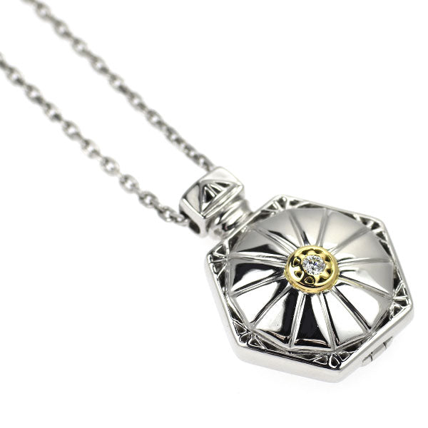 ポーラ Pt900/ Pt850/ K18YG ダイヤモンド ペンダントネックレス 0.03ct ロケット