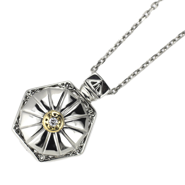 ポーラ Pt900/ Pt850/ K18YG ダイヤモンド ペンダントネックレス 0.03ct ロケット