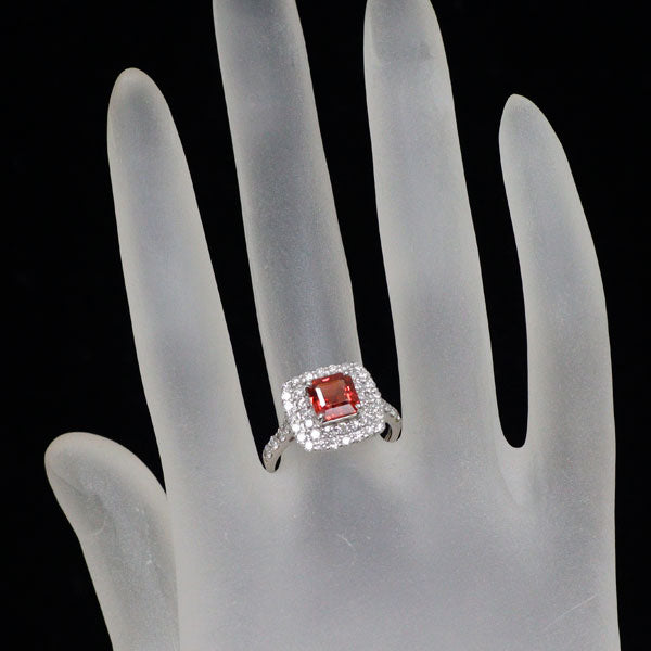 Pt950 レッドスピネル ダイヤモンド リング 1.50ct D1.04ct