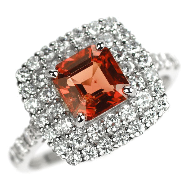 Pt950 レッドスピネル ダイヤモンド リング 1.50ct D1.04ct