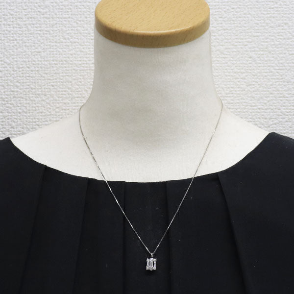 Pt900/ Pt850 バケットカット ダイヤモンド ペンダントネックレス 0.275ct D0.41ct