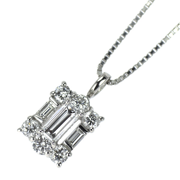 Pt900/ Pt850 バケットカット ダイヤモンド ペンダントネックレス 0.275ct D0.41ct