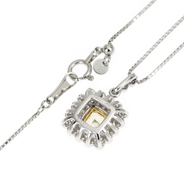 K18YG/Pt900/Pt850 ラディアントカット ダイヤモンド ペンダントネックレス 0.341ct VLY VVS2 D0.27ct