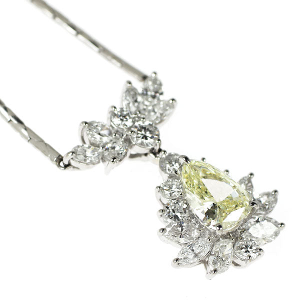 Pt900/ Pt850 ペアシェイプ ダイヤモンド ペンダントネックレス 1.35ct D2.19ct