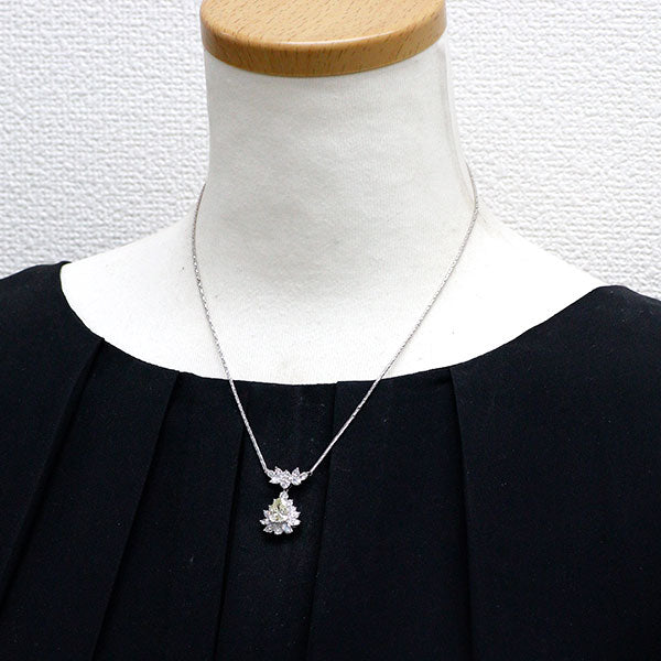 Pt900/ Pt850 ペアシェイプ ダイヤモンド ペンダントネックレス 1.35ct D2.19ct