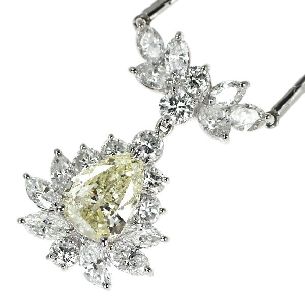 Pt900/ Pt850 ペアシェイプ ダイヤモンド ペンダントネックレス 1.35ct D2.19ct