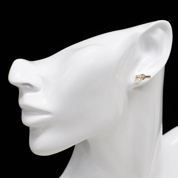 K18YG ブラック/カラーレス ダイヤモンド ピアス 0.18ct ピストル/拳銃