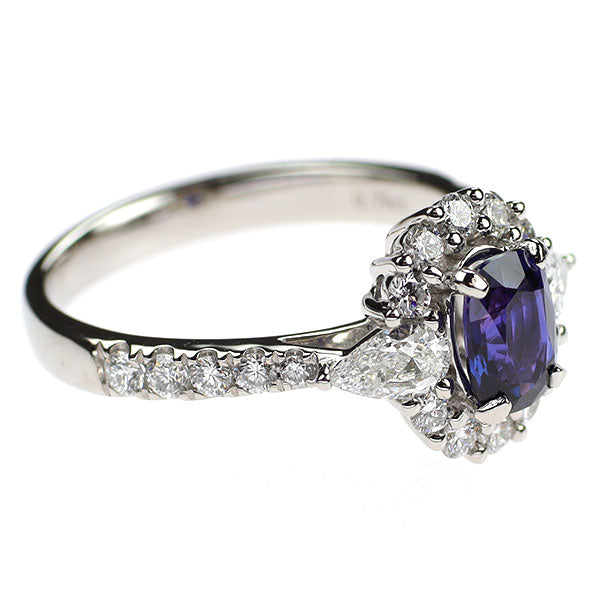 Pt900 非加熱カラーチェンジサファイア ダイヤモンド リング 0.95ct D0.79ct