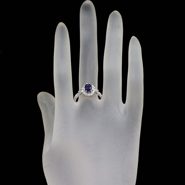 Pt900 非加熱カラーチェンジサファイア ダイヤモンド リング 0.95ct D0.79ct