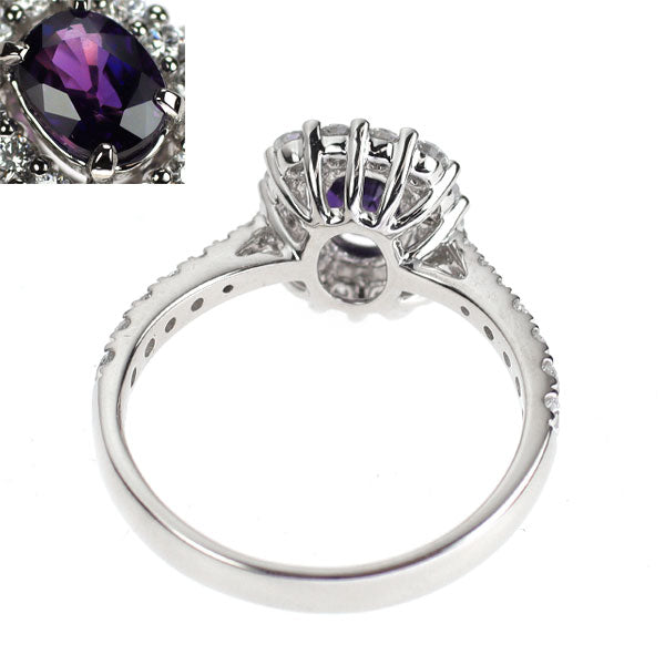 希少 Pt900 ビルマ/ミャンマー産 非加熱カラーチェンジ サファイア ダイヤモンド リング 1.03ct D0.66ct