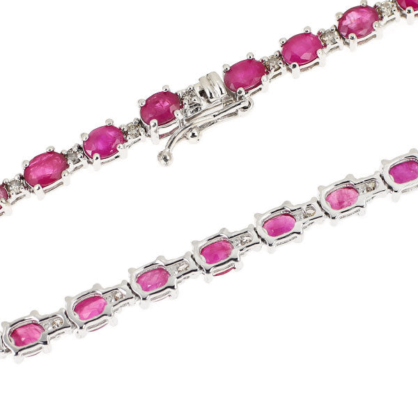 K18WG ルビー ダイヤモンド テニス ネックレス 15.00ct D1.00ct