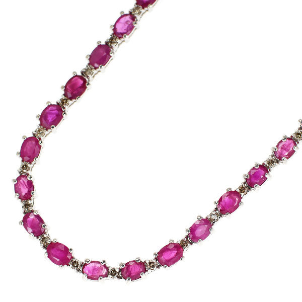 K18WG ルビー ダイヤモンド テニス ネックレス 15.00ct D1.00ct