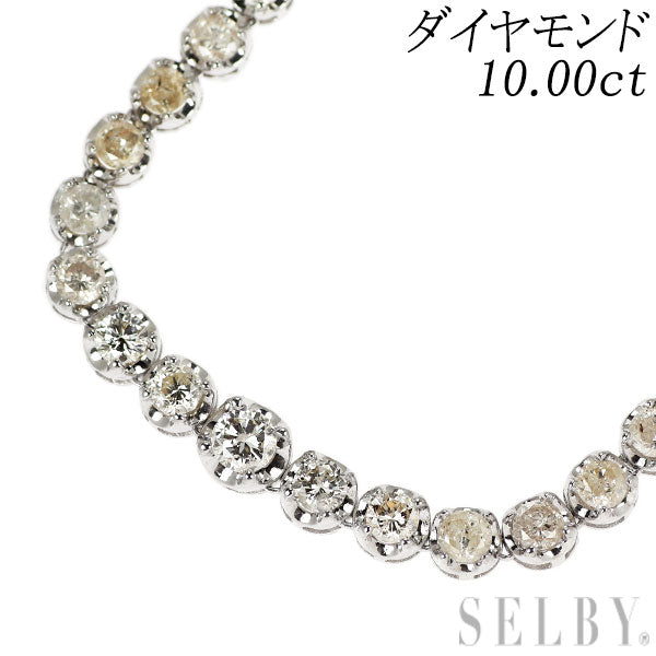 K18WG ダイヤモンド テニス ネックレス 10.00ct