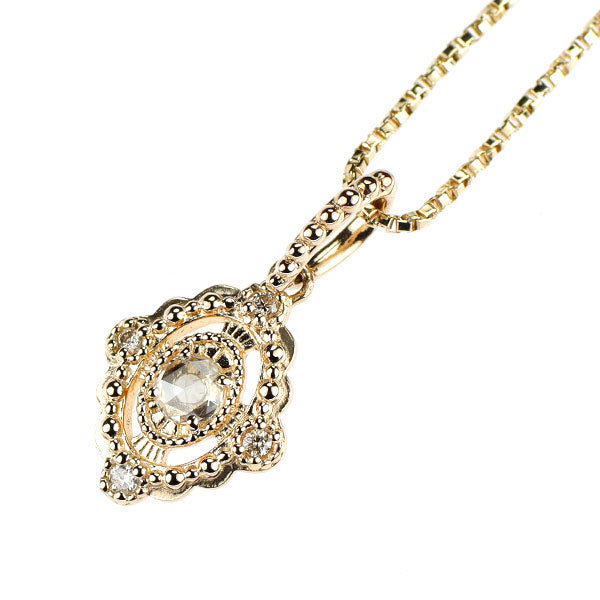 agete　k10yg ペンダントネックレス アガット/agete K10YG ローズカット ダイヤモンド ペンダント