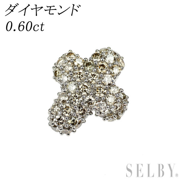 K18WG ダイヤモンド ペンダントトップ 0.60ct クロス  パヴェ