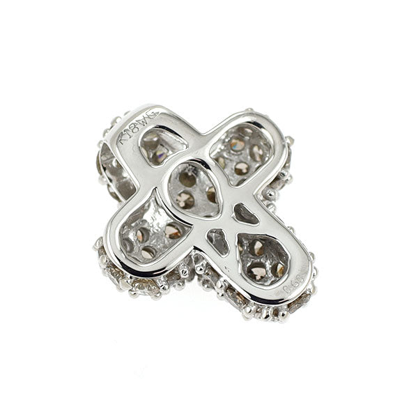 K18WG ダイヤモンド ペンダントトップ 0.60ct クロス  パヴェ