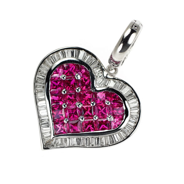 K18WG ルビー ダイヤモンド ペンダントトップ 2.36ct D0.71ct ハート