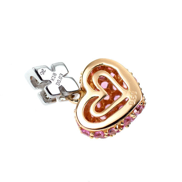笠原真寿美 K18WG/PG ピンクサファイア ダイヤモンド ペンダントトップ 0.60ct D0.03ct ハート