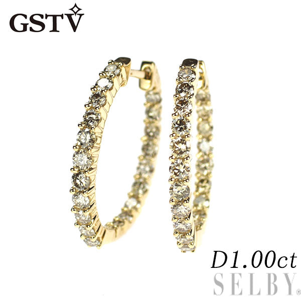 GSTV K18YG ダイヤモンド フープ ピアス 1.00ct