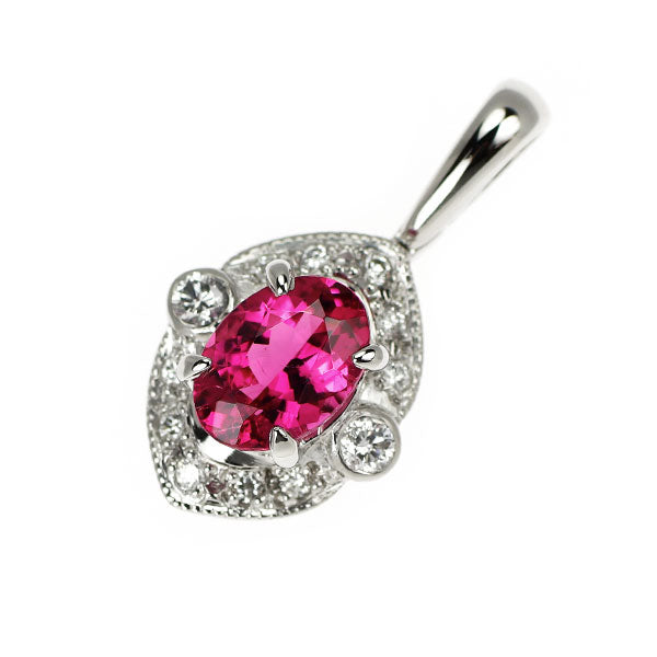 Pt900 ガーネット ダイヤモンド ペンダントトップ 0.76ct D0.12ct