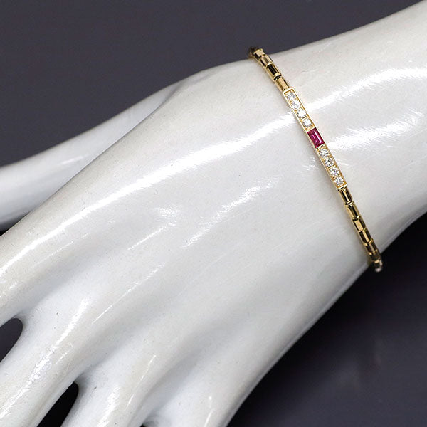 K18YG ルビー ダイヤモンド ブレスレット 0.14ct D0.24ct 伸縮式