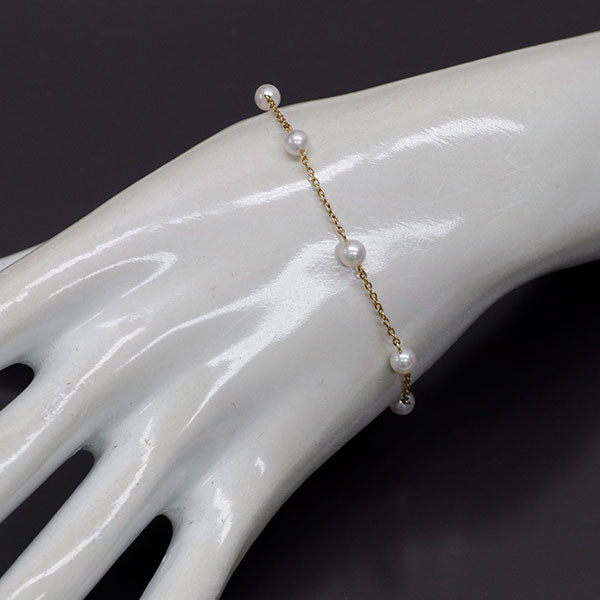 田崎真珠 K18YG アコヤ真珠 ステーション ブレスレット 径約4.6-4.9mm