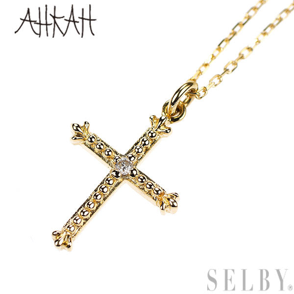 アーカー/ahkah K18YG ダイヤモンド ペンダントネックレス クレオクロス