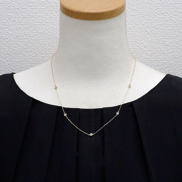 K18YG ダイヤモンド ステーション ネックレス 0.30ct
