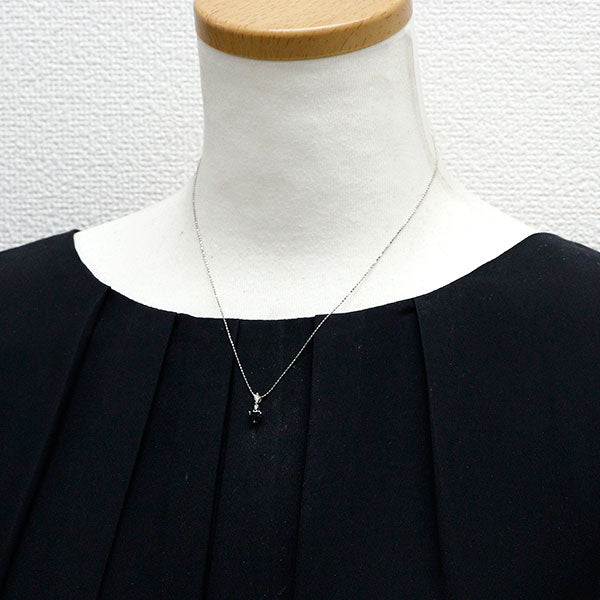 K14WG ハートシェイプ サファイア ダイヤモンド ペンダントネックレス 0.51ct
