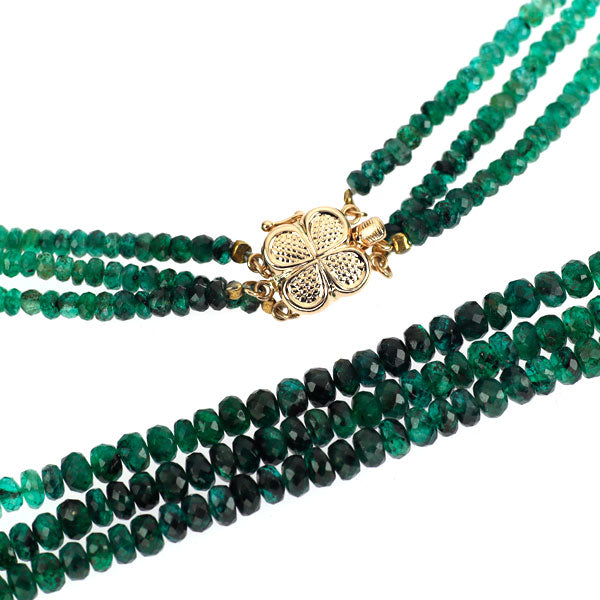 K14PG エメラルド ネックレス 75.00ct 3連