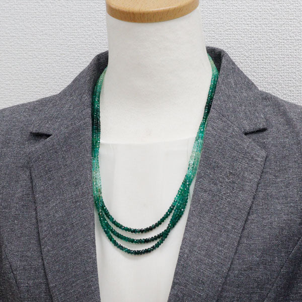 K14PG エメラルド ネックレス 75.00ct 3連