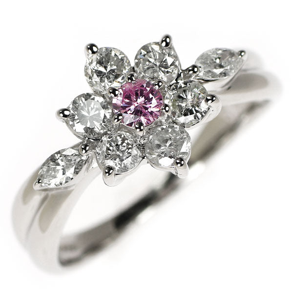 Pt900 天然ピンクダイヤモンド リング 0.103ct FIPP I2 D0.70ct フラワー